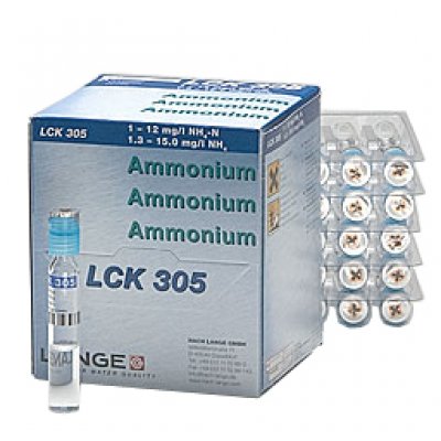 Азот аммонийный (N-NH4), 1-12 мг/л, Тест-набор LANGE LCK305, (25 тестов), Аттест.методика 1,3 – 15 мг/л*