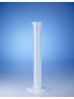 Цилиндр мерный высокий прозрачный, 100 мл, с 6-гранным основанием, пластиковый PP, класс B, с рельефной градуировкой (649941) (Vitlab)