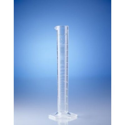 Цилиндр мерный высокий прозрачный, 25 мл, с сертификатом, пластиковый PMP, класс A, с рельефной градуировкой (64704) (Vitlab)