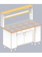 Стол пристенный физический с закрытой тумбой ЛАБ-1500 ПКТ (Керам. плитка)
