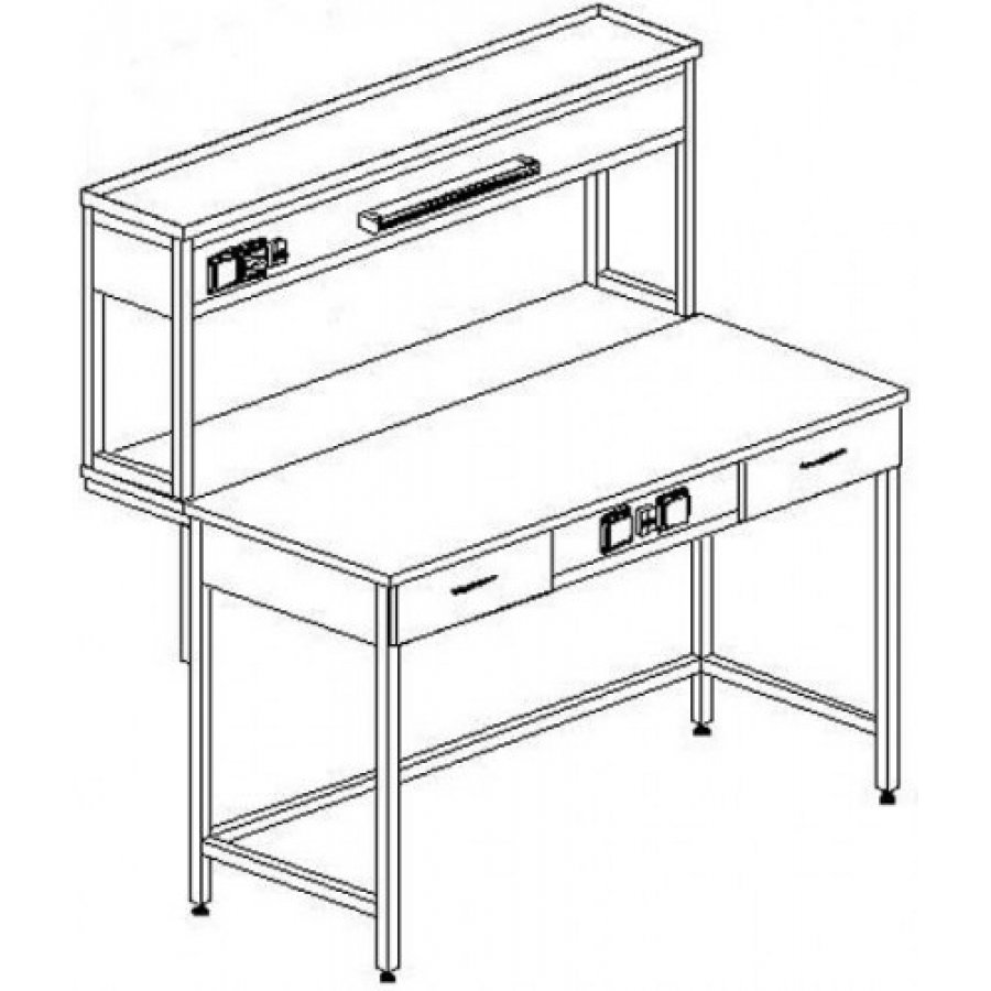 Лабораторный стол с ящиками и розетками