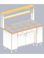 Стол пристенный химический с закрытой тумбой ЛАБ-1500 ПКТМ (Керам. плитка)